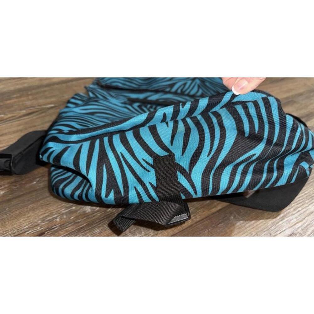Yak Pak Turquoise& Black Zebra Print Laptop Book Bag Travel Shoulder Strap Bag - Picture 6 of 10